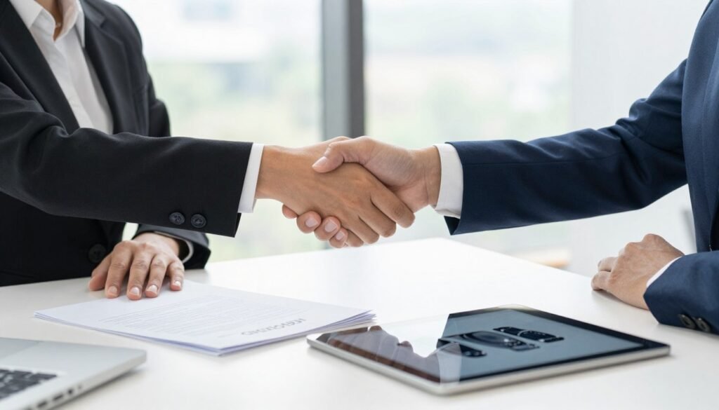 Business handshake partnership agreement