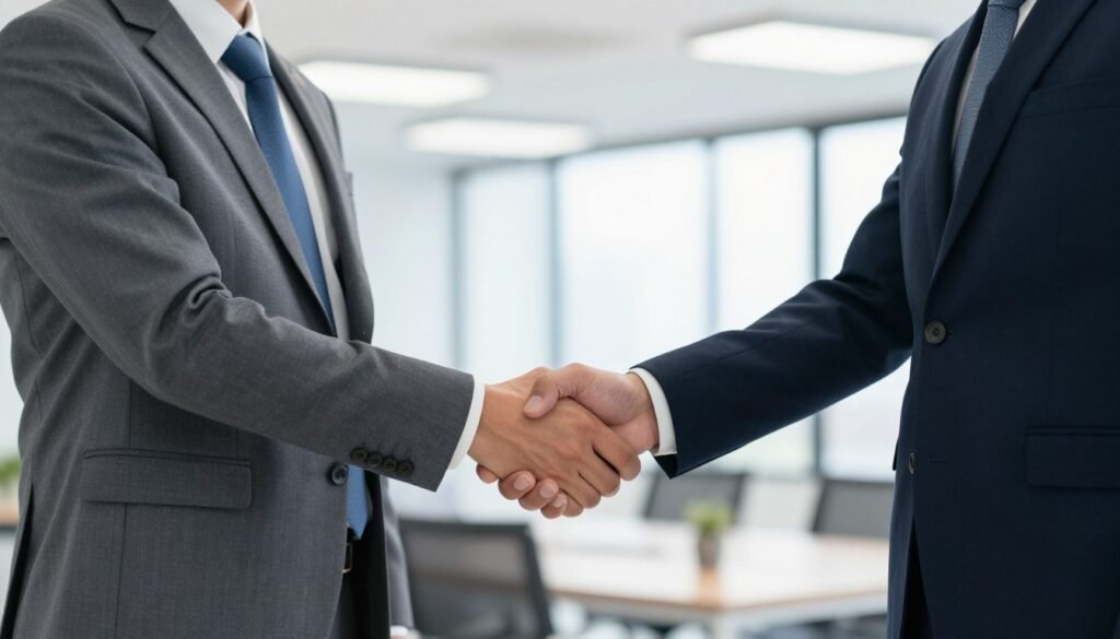 Business handshake representing MAIKONG UK distributorship partnership