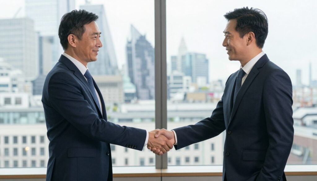 Business partnership handshake UK market