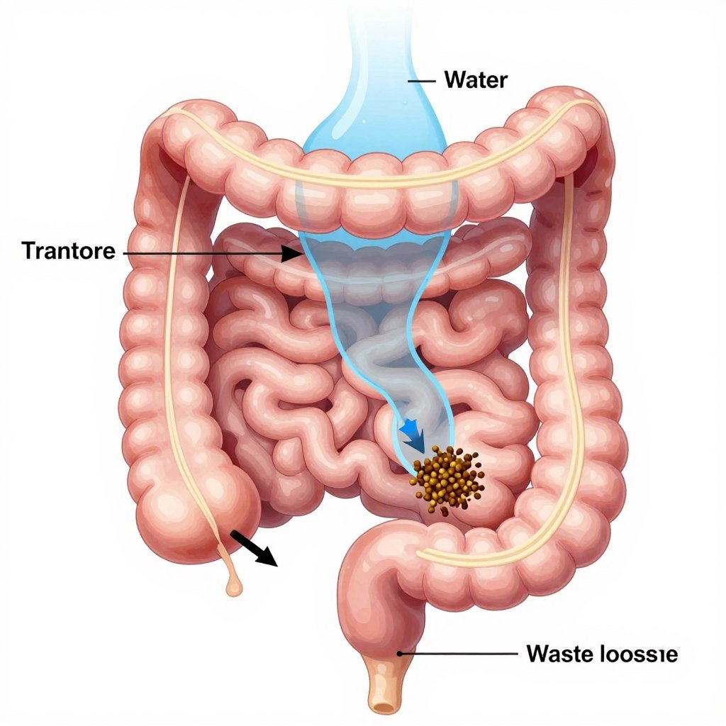 Colon anatomy showing water flow during hydrotherapy
