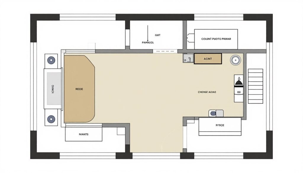 Colon hydrotherapy treatment room layout design and planning
