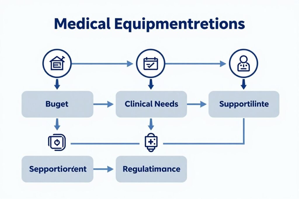 Decision matrix showing factors to consider when choosing colon hydrotherapy equipment