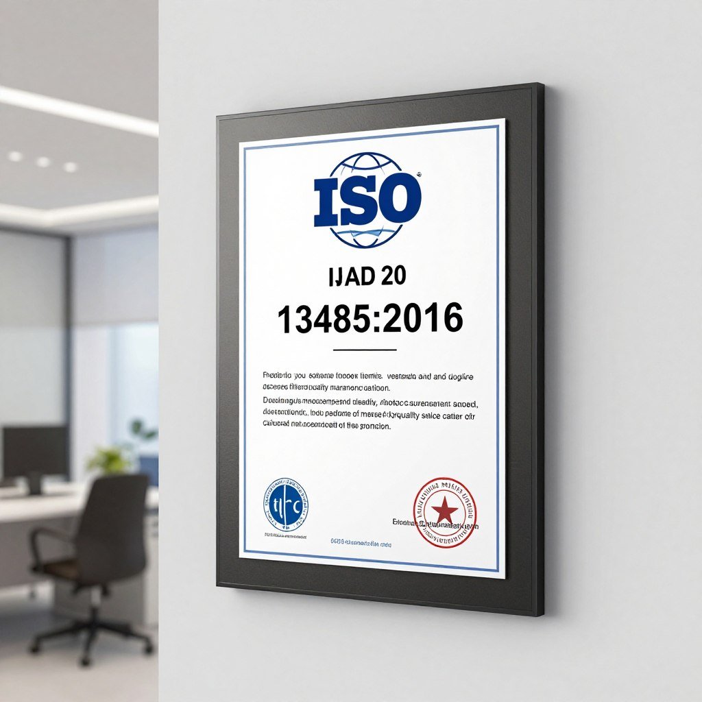 ISO 13485 certification plaque