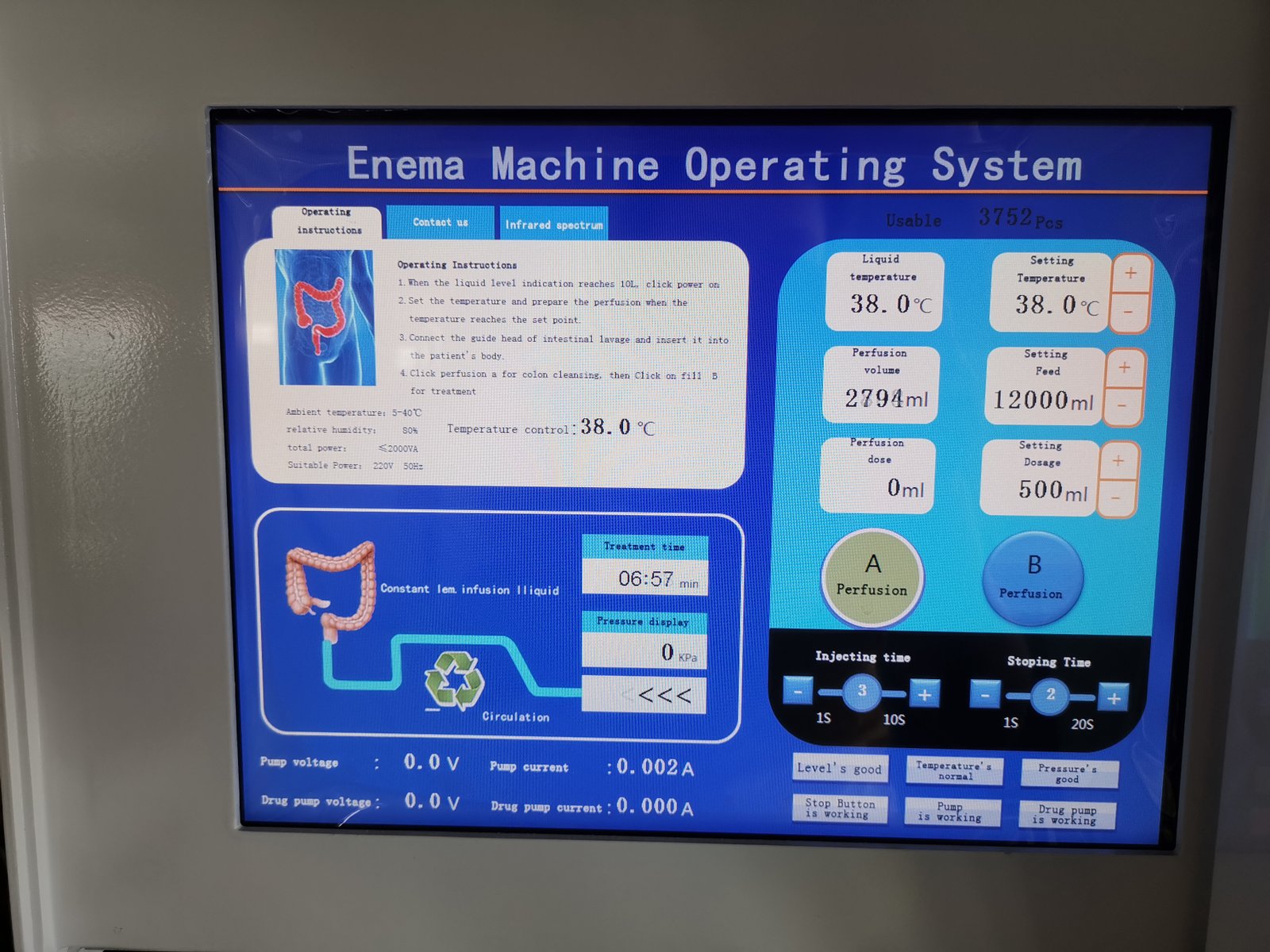 Close-up of Aqua Net colonic machine control panel showing digital display and pressure controlsClose-up of Aqua Net colonic machine control panel showing digital display and pressure controls