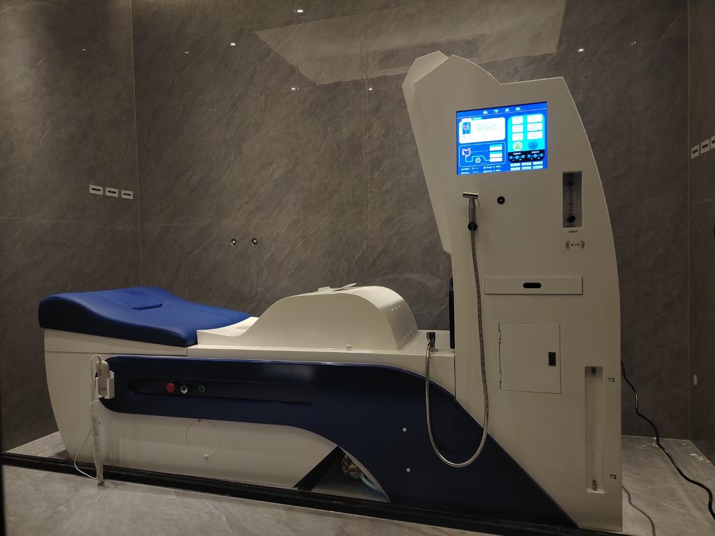 coffee enema professional clinical setting with modern colonic equipment
