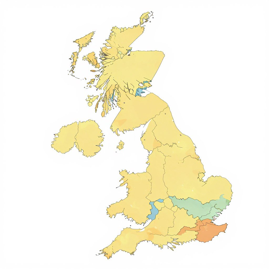 Map of UK showing regional territories