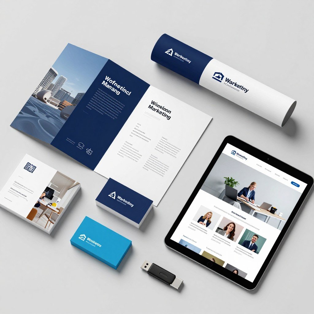 Marketing materials including brochures and digital assets