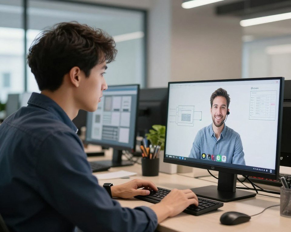 Technical support specialist assisting customer remotely