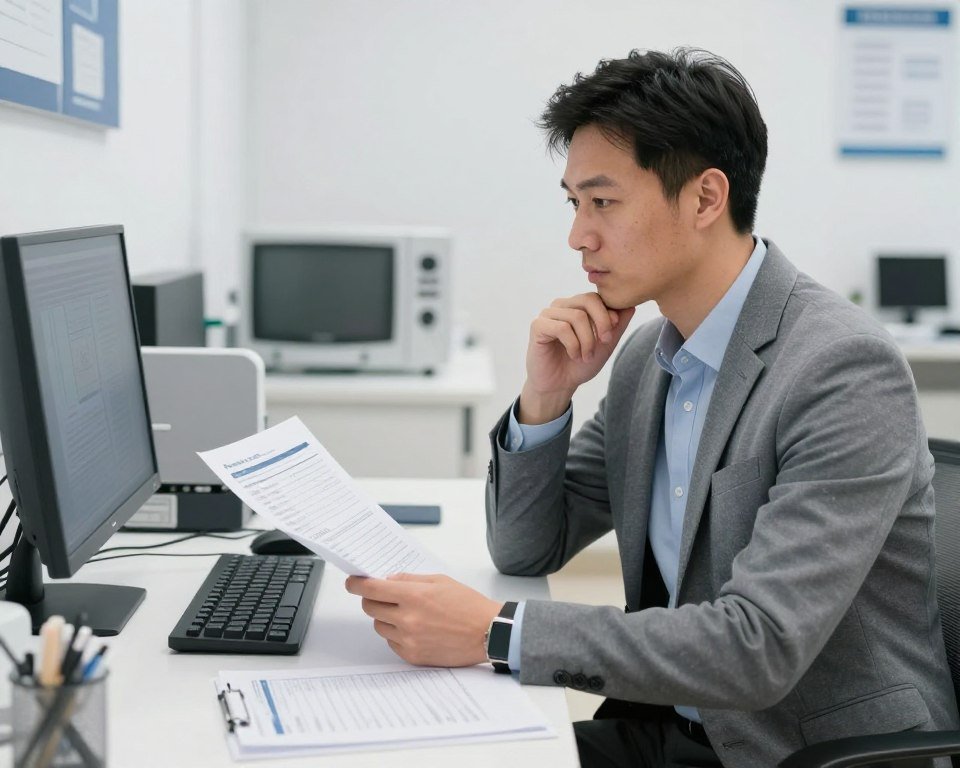 UK clinic owner making equipment purchase decision with specification documents