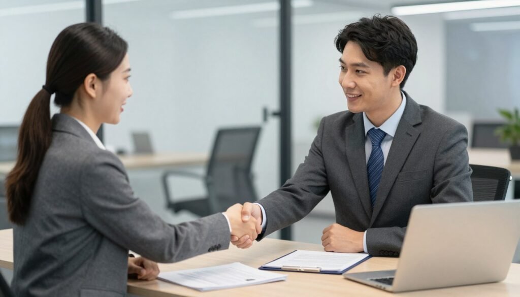 Business partnership handshake