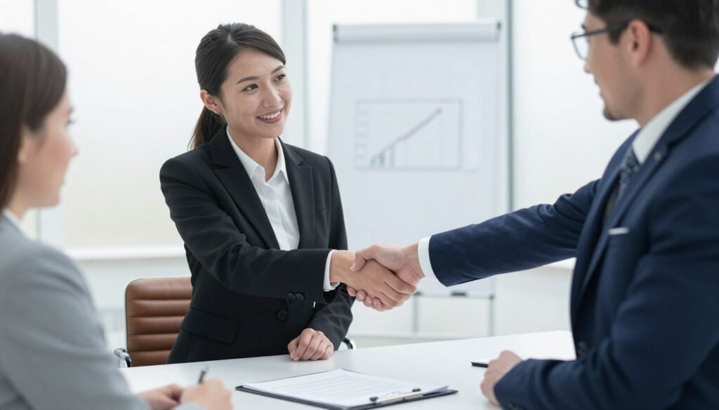 Business partnership handshake