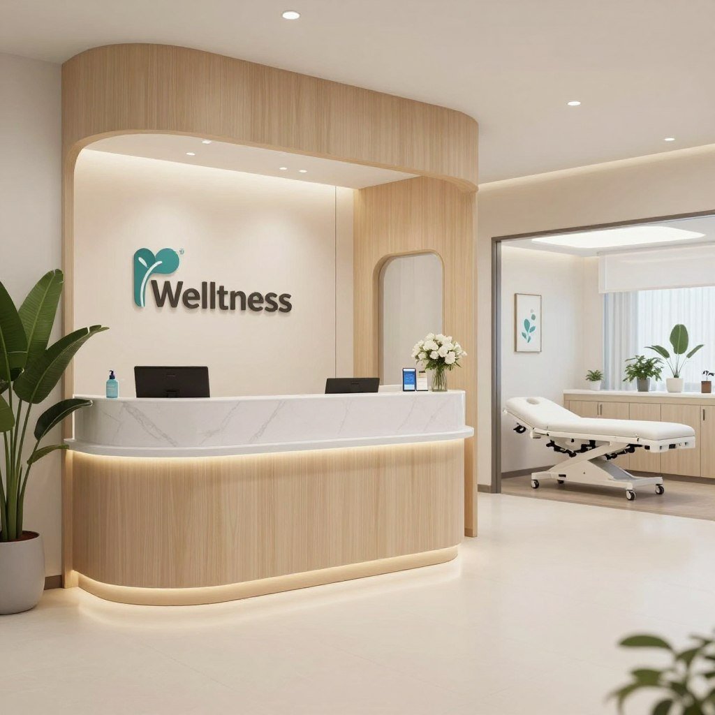Clinic reception area and treatment room entrance