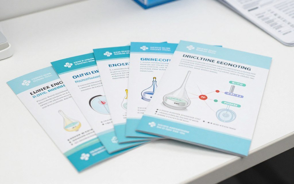 Collection of patient education brochures about enemas