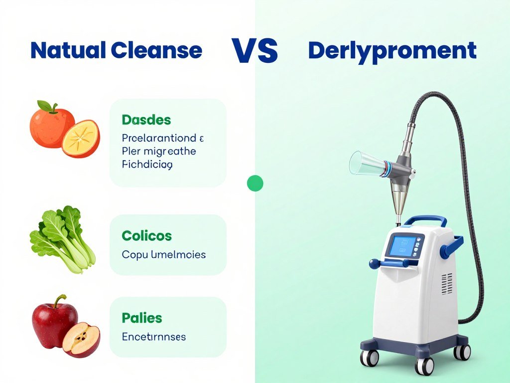 Comparison chart showing natural methods versus professional colon hydrotherapy effectiveness