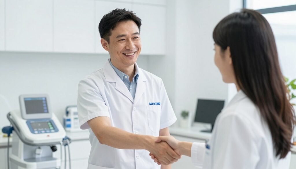 Confident UK clinic owner making informed equipment purchase decision