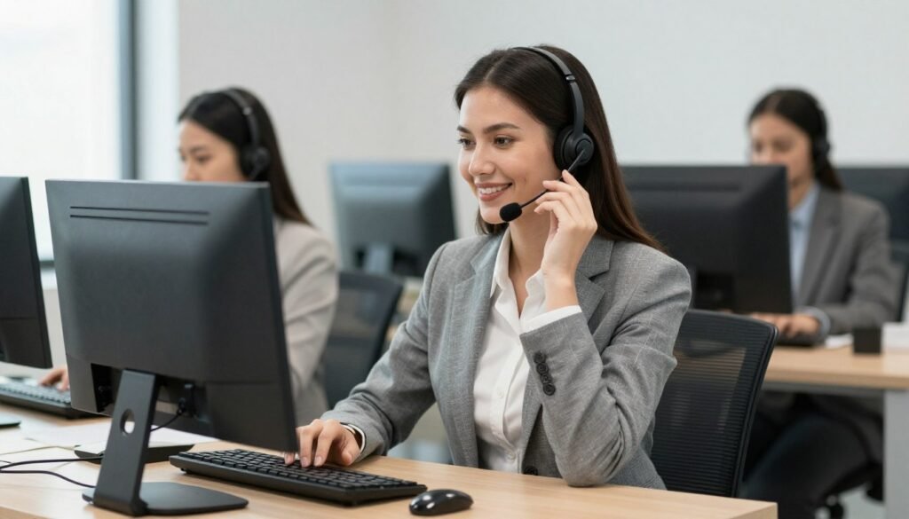 Customer service representative answering questions