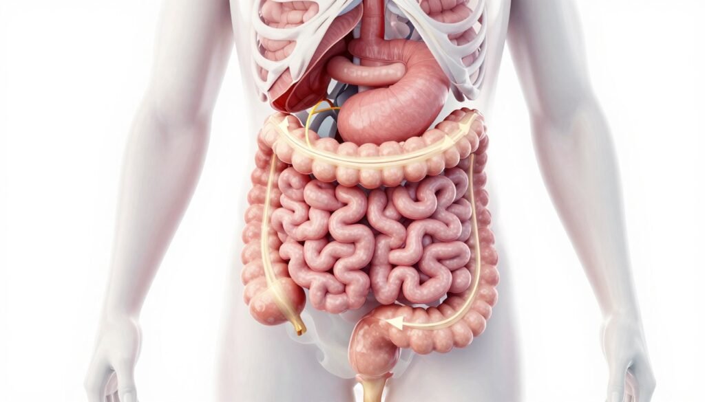Diagram showing how colon cleanse supplements support digestive system function