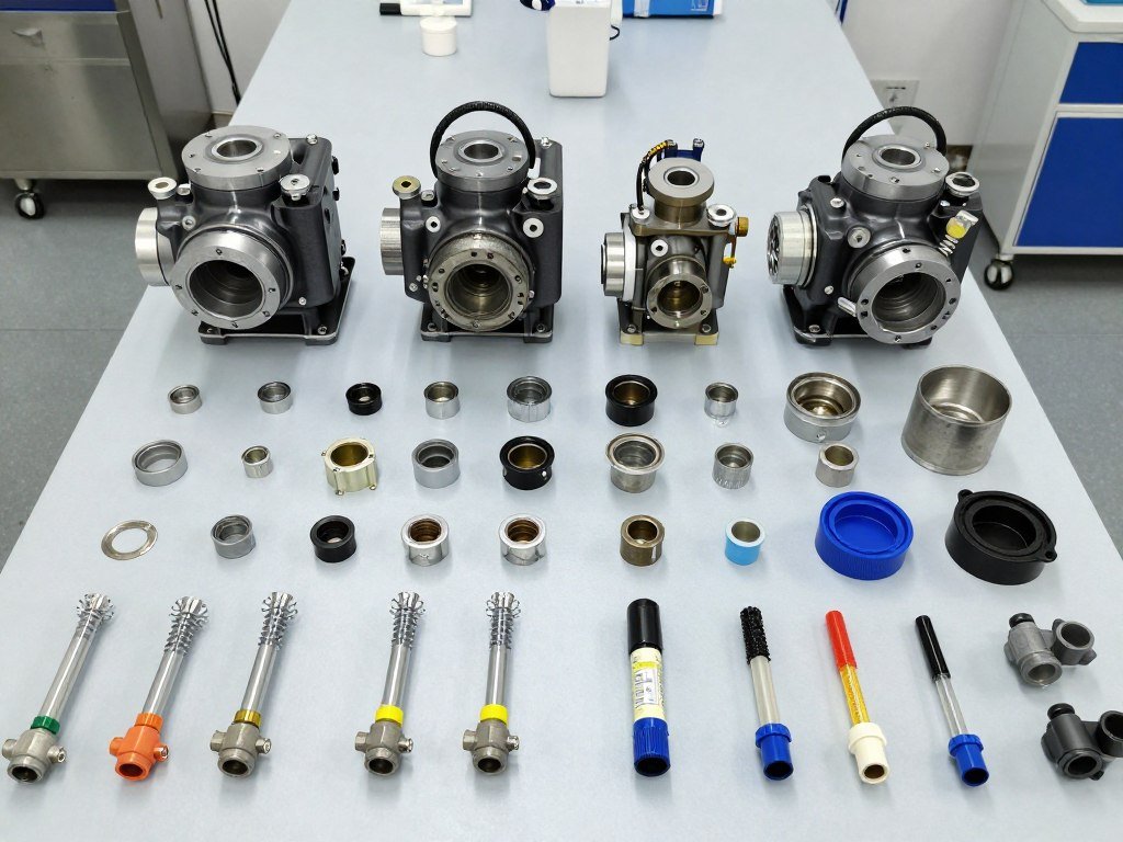 Disassembled pump components laid out for inspection