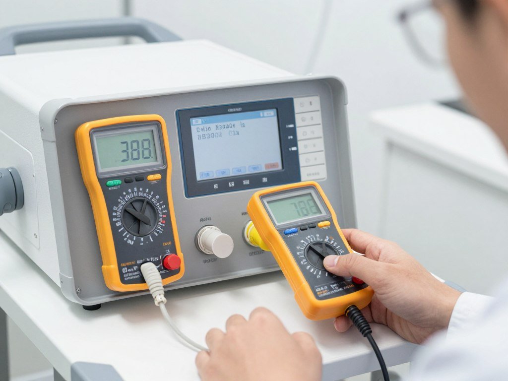 Electrical testing equipment connected to hydrotherapy machine