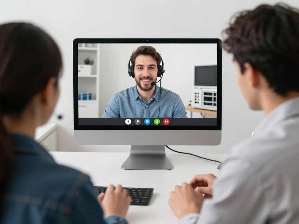 Engineer providing remote video technical support