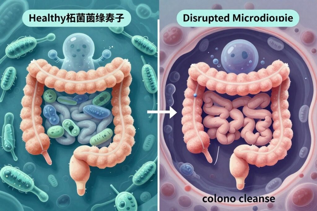 Gut microbiome balance illustration