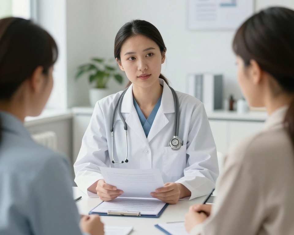 Healthcare professional conducting client screening