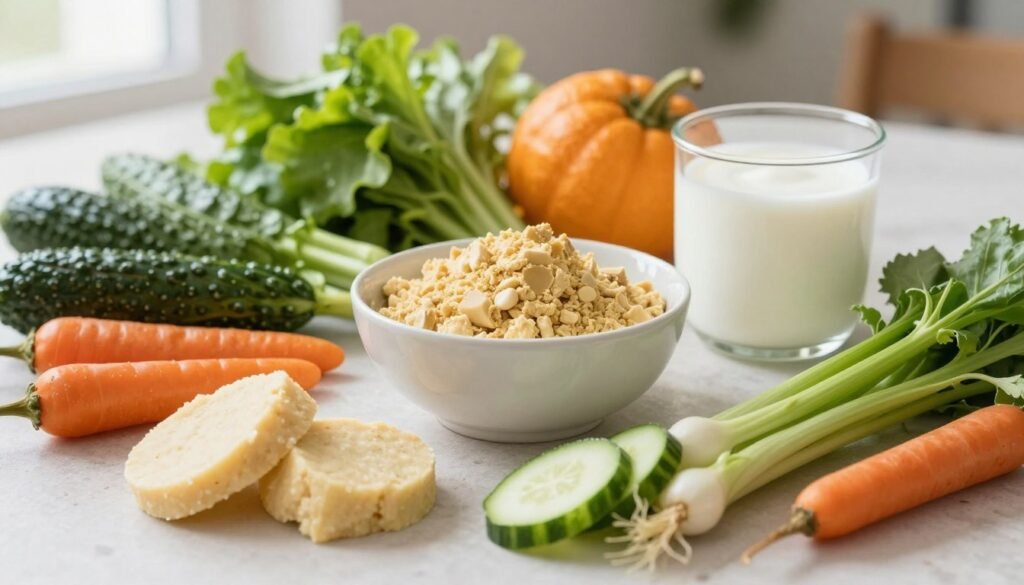 Healthy post-treatment meal with probiotics and nutritious foods