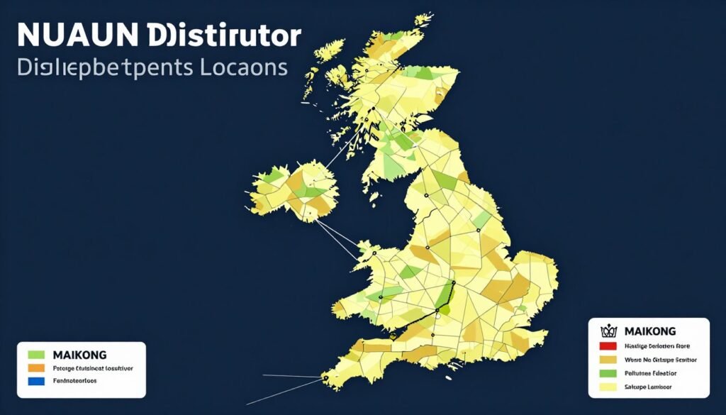 MAIKONG UK distributor network map showing coverage areas