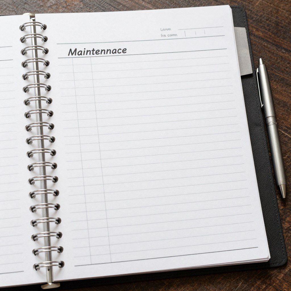 Maintenance log showing incomplete records