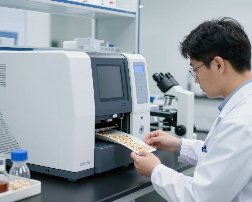 Quality control laboratory testing raw materials for supplement production