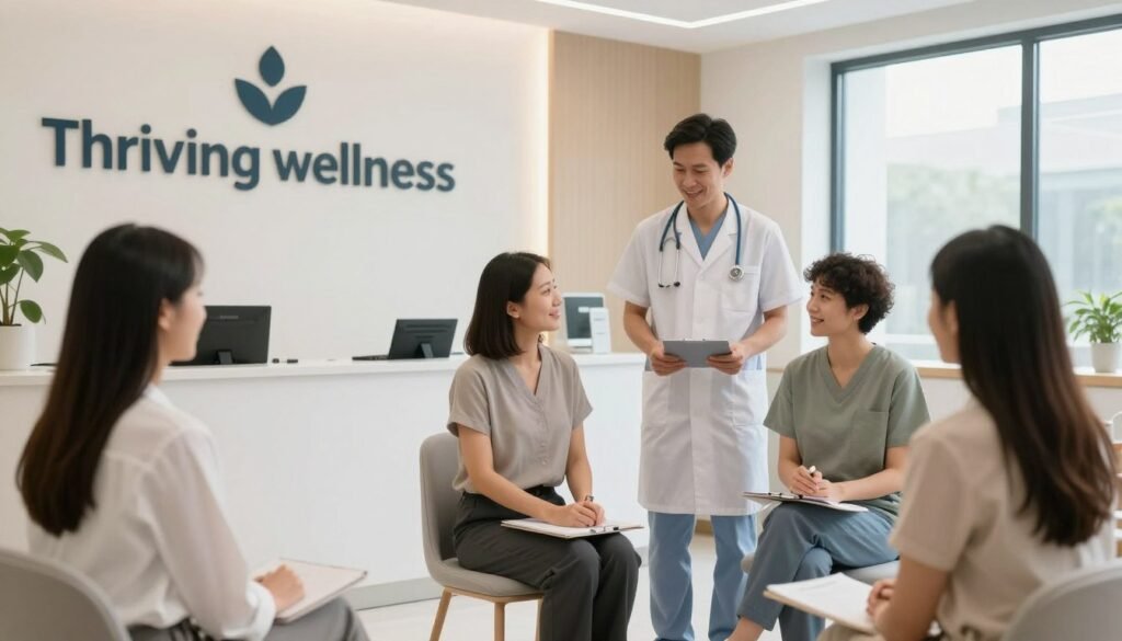 Successful wellness clinic with happy clients and professional staff