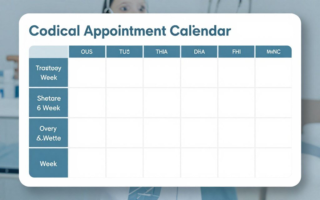 Treatment calendar showing recommended colonic therapy schedule