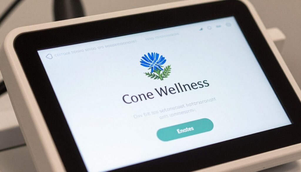 custom branded colonic machine startup screen with Edinburgh wellness branding