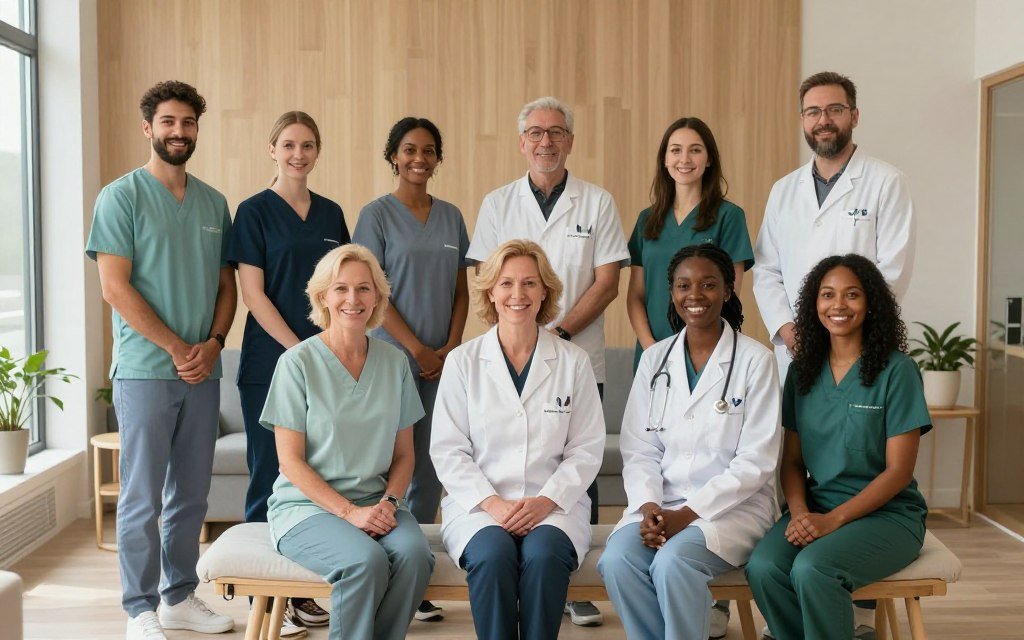 diverse group of wellness practitioners and therapists