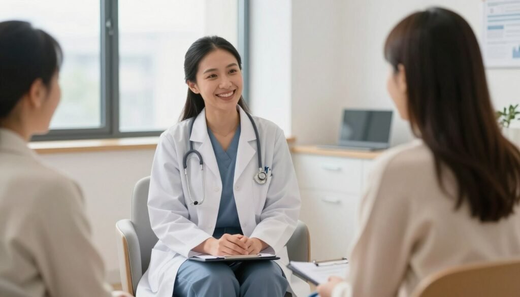 healthcare professional answering questions about enema when constipated treatment