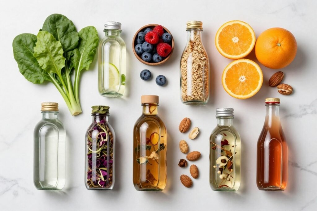healthy detox foods vegetables fruits and water