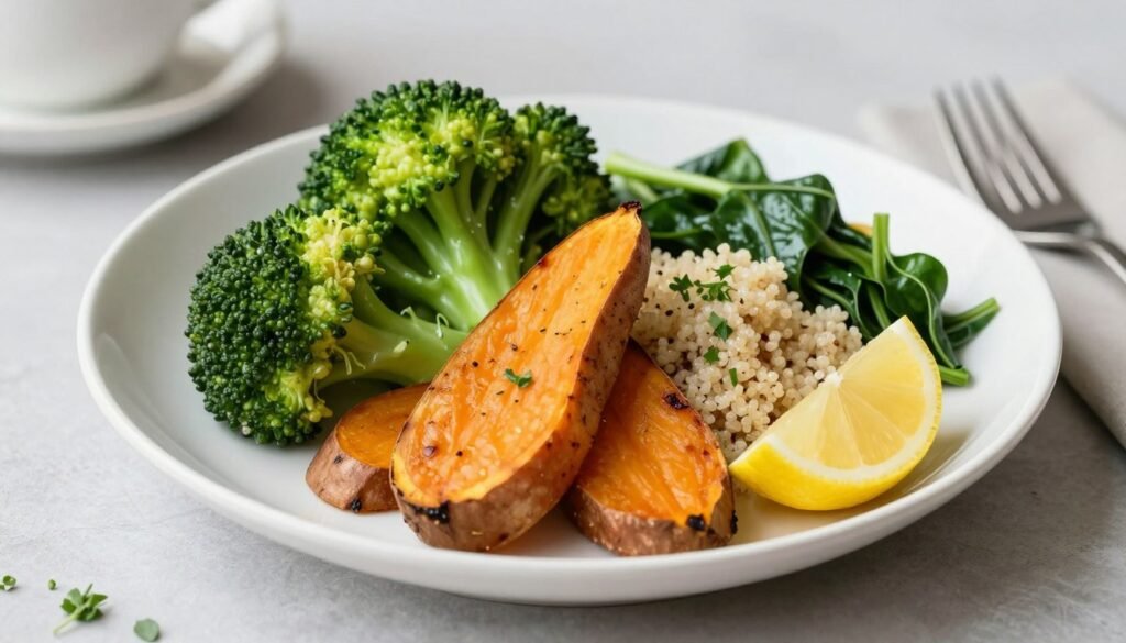 healthy post-cleanse meal with vegetables and whole grains