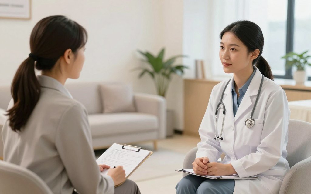 therapist consulting with client about coffee enema treatment