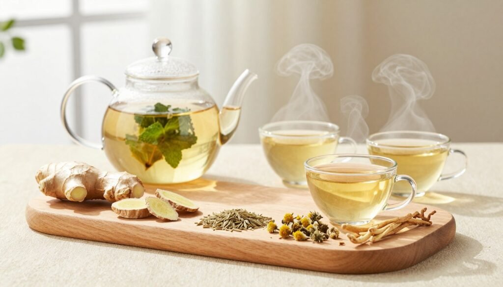 variety of herbal teas for colon cleansing including peppermint and ginger