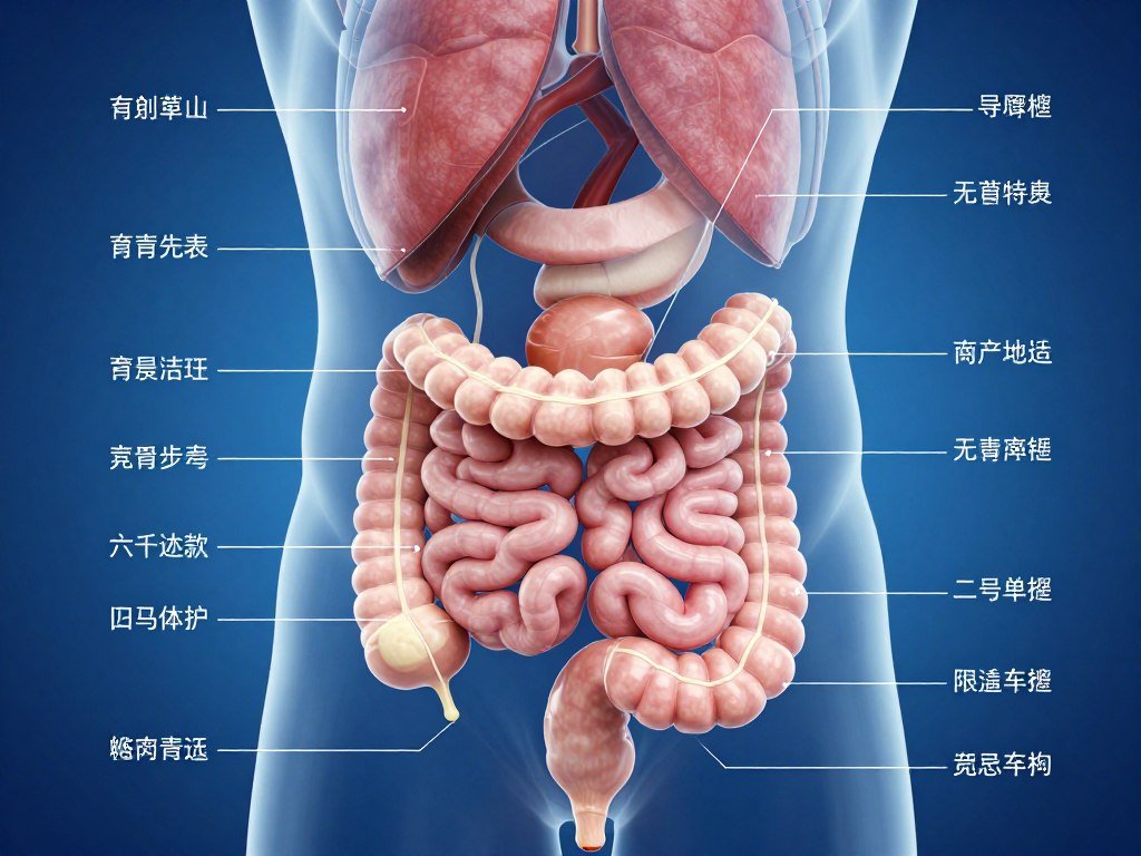 Anatomical diagram of human digestive system highlighting the colon