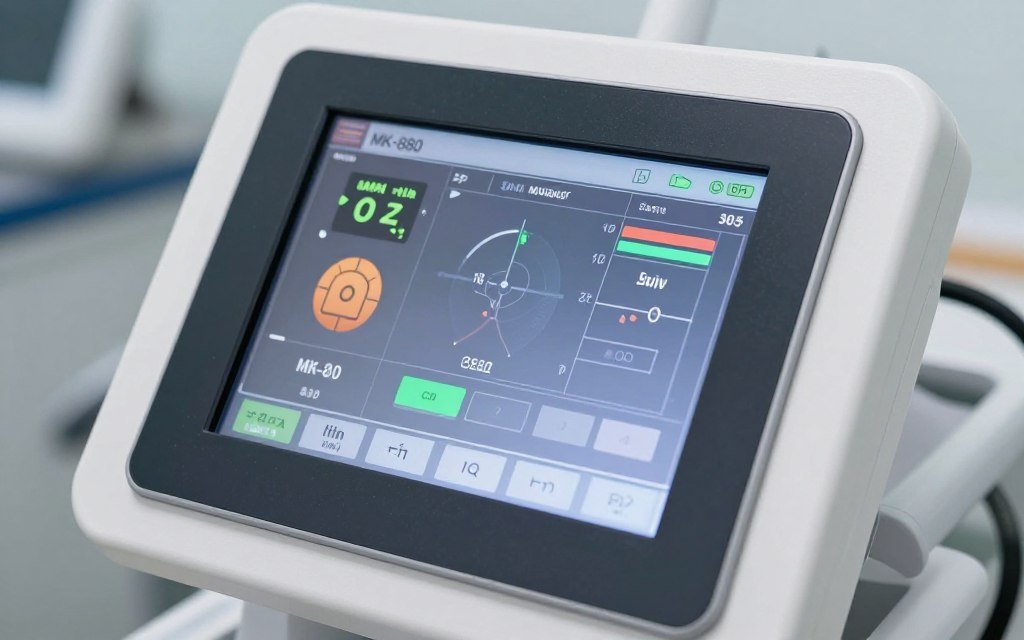 Close-up of MK-880 control panel and safety features