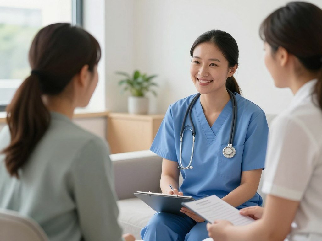 Healthcare professional and client having positive consultation about wellness treatment options
