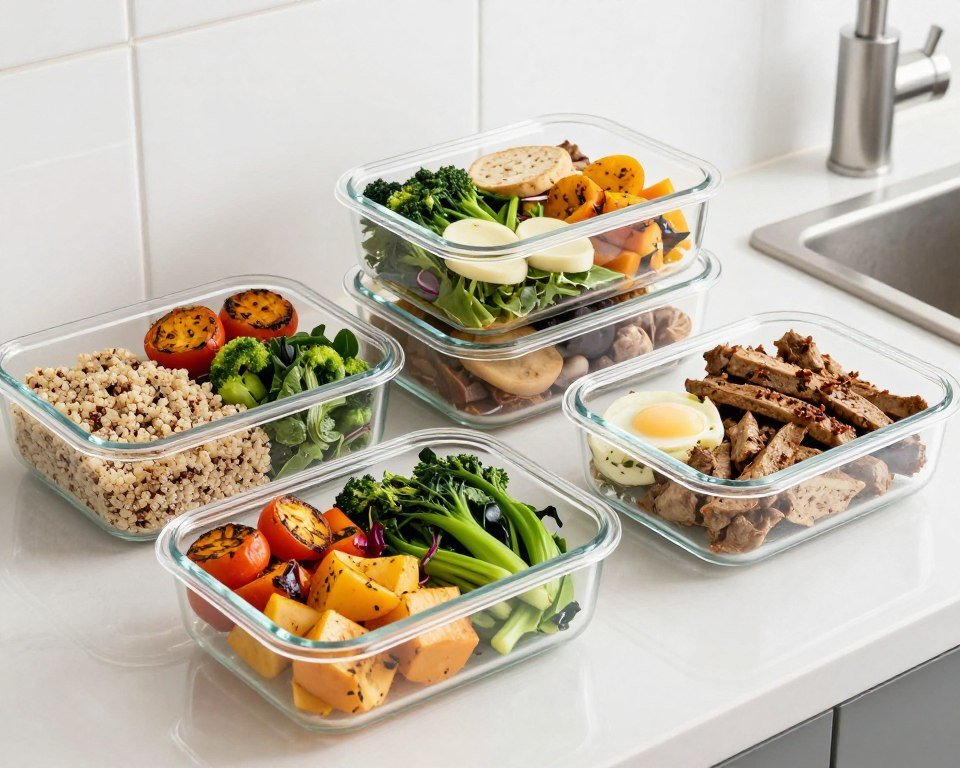 Meal prep containers with colorful detox meals