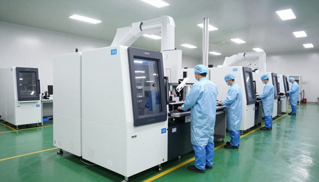 Modern MAIKONG manufacturing facility with advanced medical equipment production line