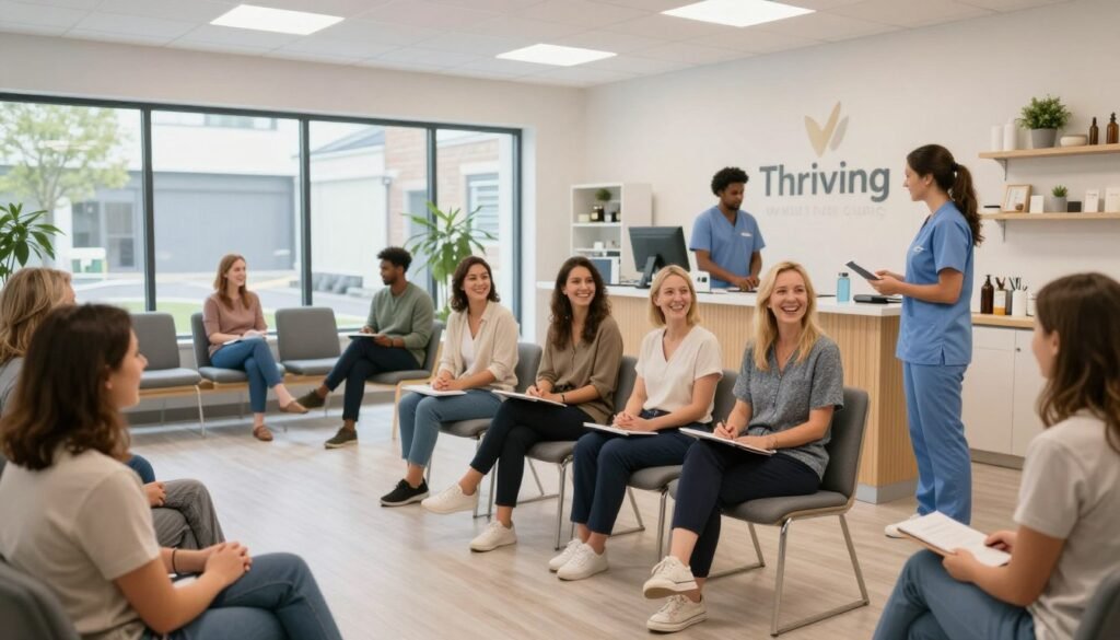 Successful wellness clinic in Reading showing happy clients and thriving business