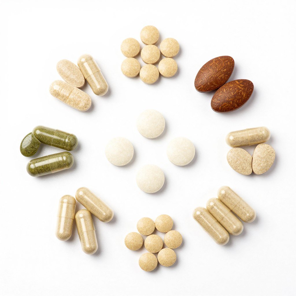 Various natural supplement capsules and tablets for digestive health Various natural supplement capsules and tablets for digestive health