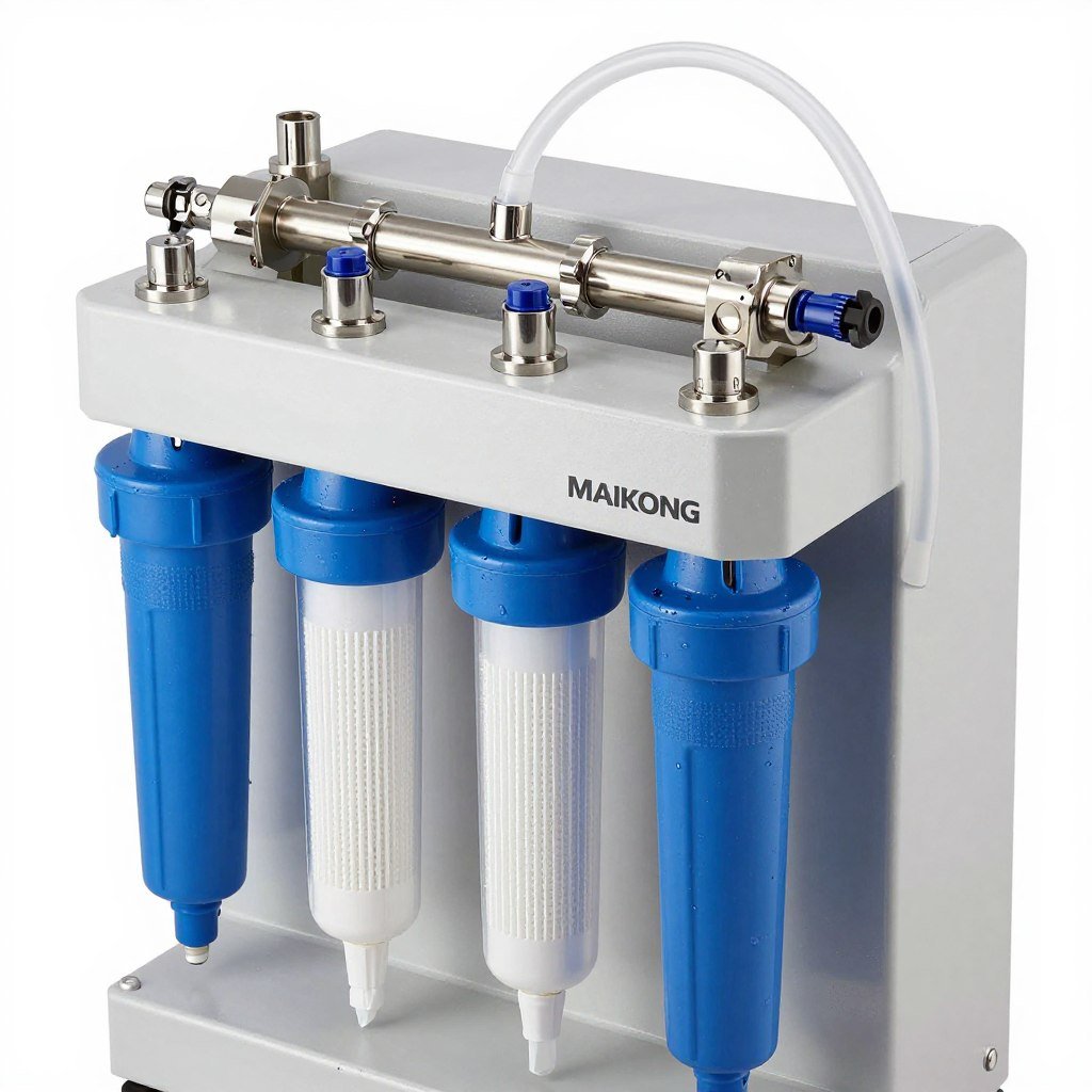 Water filtration system components in colonic machine