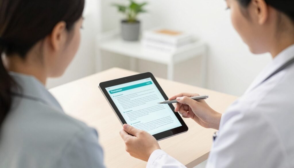practitioner answering client questions in consultation setting practitioner answering client questions in consultation setting