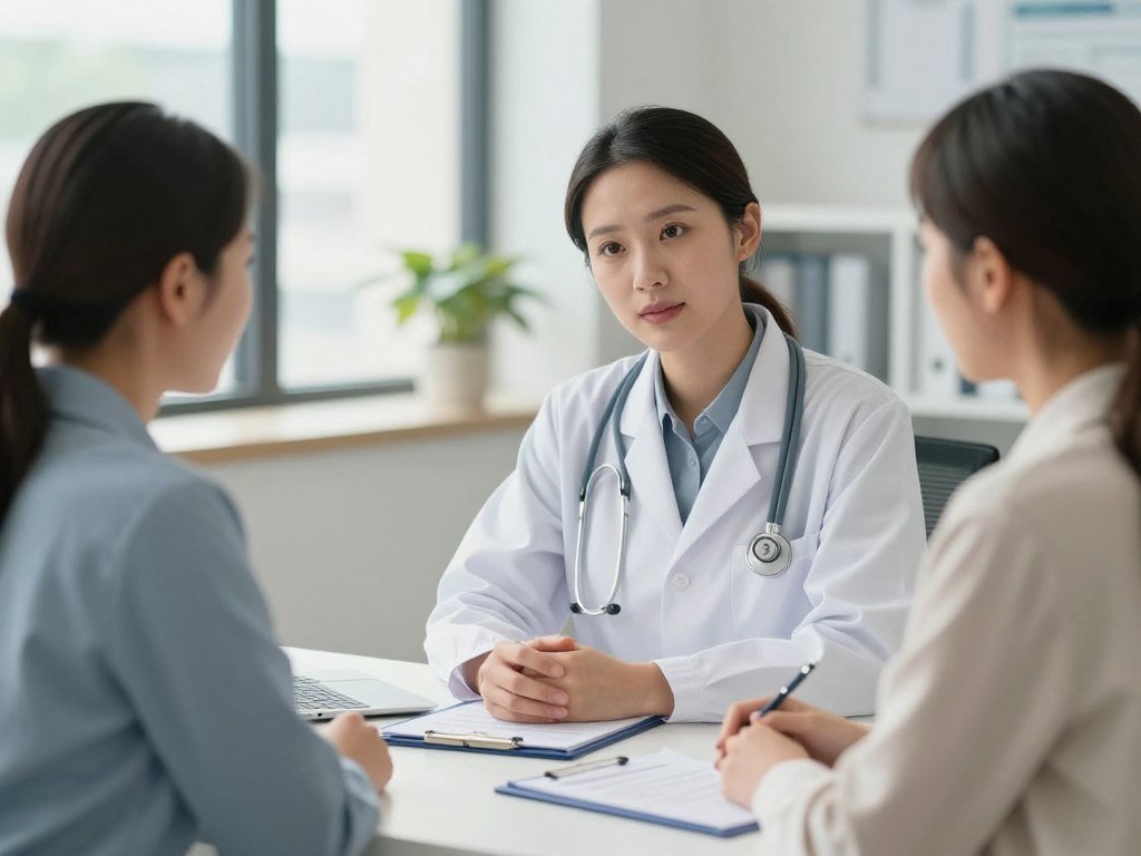 professional consultation between practitioner and client discussing treatment options professional consultation between practitioner and client discussing treatment options