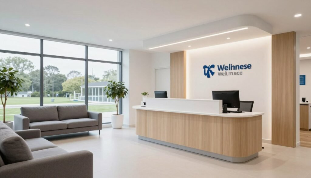 professional wellness clinic reception area with modern interior design professional wellness clinic reception area with modern interior design